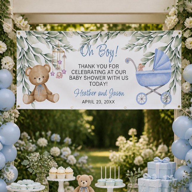 Oh Boy Baby Shower Backdrop Banner (Creator Uploaded)