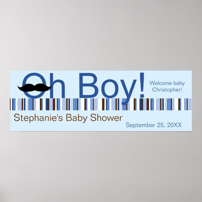 Oh Boy Baby Shower Banner Poster (Front)