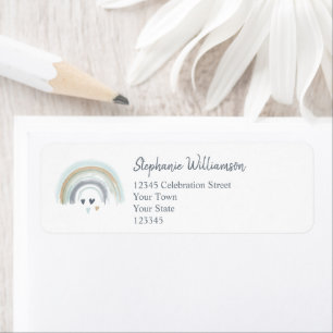 Oh Boy Baby Shower Blue Rainbow Return Address Return Address Label