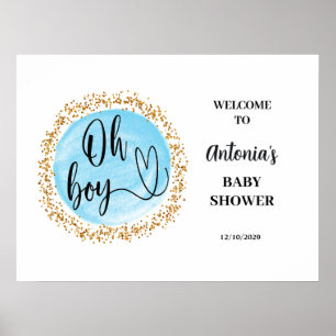 Oh Boy Baby Shower Blue Welcome Poster