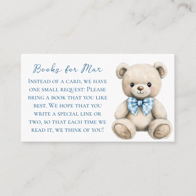 Oh Boy Baby Shower Book Request Card (Front)