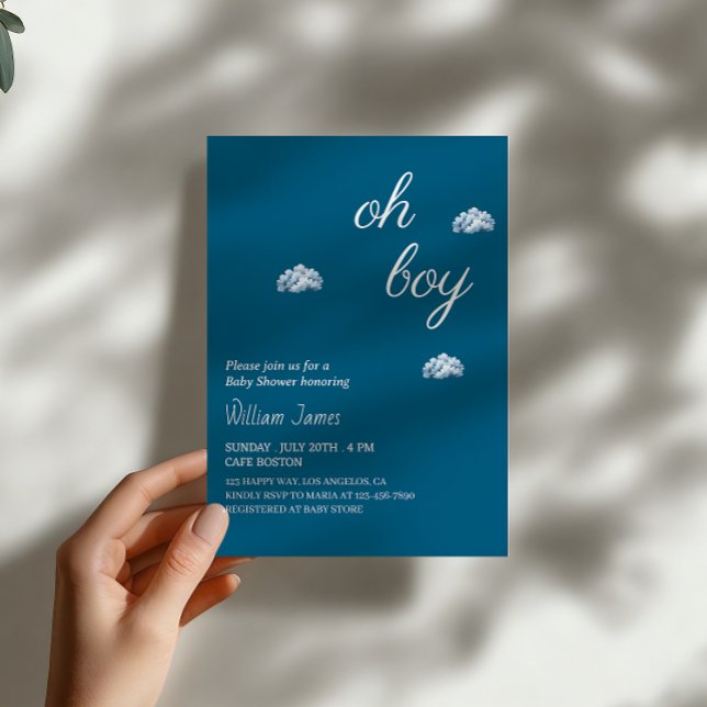 Oh Boy Baby Shower - Cute Cloud Design             Invitation (Creator Uploaded)