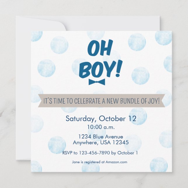 Oh Boy! Baby Shower Invitation (Front)