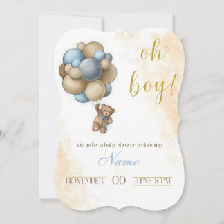 OH BOY Baby shower Invitation