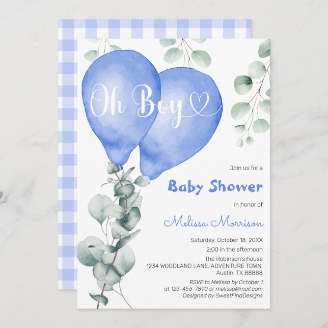 Oh Boy Baby Shower Invitation (Front/Back)