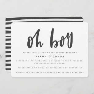 Oh boy, baby shower party invitation