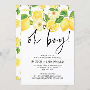 Oh Boy Baby Shower Party Summer Lemon Invitation