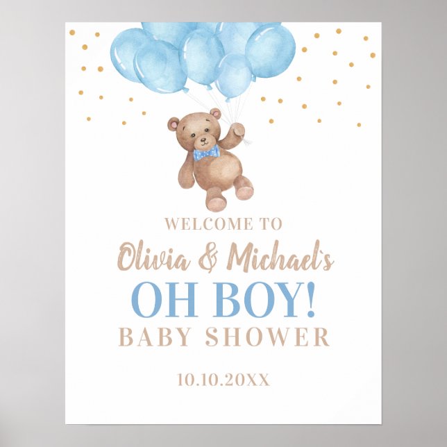 Oh Boy Baby Shower Party Welcome Poster (Front)