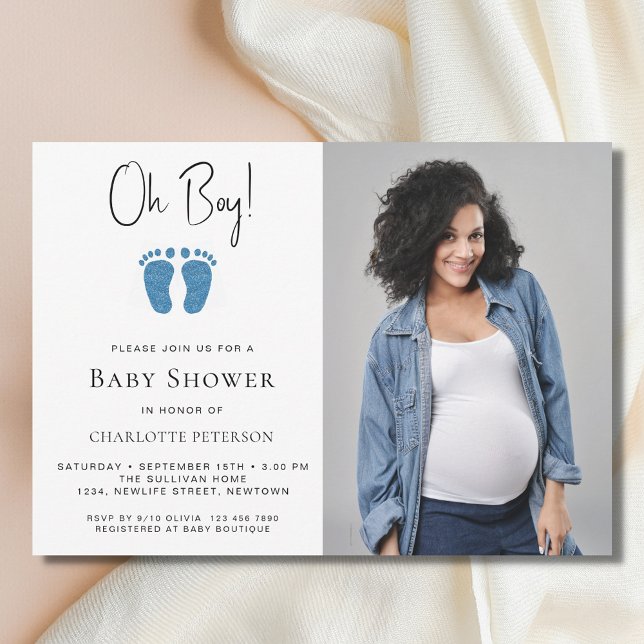 Oh Boy Baby Shower Photo Invitation (Creator Uploaded)