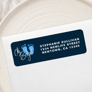 Oh Boy Baby Shower Return Address Label