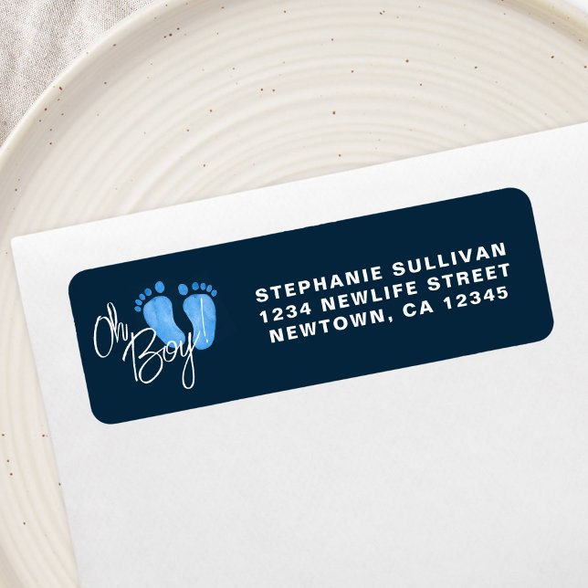 Oh Boy Baby Shower Return Address Label (Creator Uploaded)