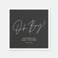 oh boy Baby shower script black elegant 