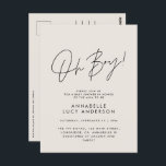 oh boy Baby shower script cream elegant  Postcard<br><div class="desc">oh boy Baby shower script modern cream neutral elegant party invitation design. Ideal gender neutral design.</div>