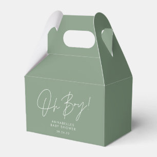 oh boy Baby shower script green elegant  Favour Box