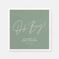 oh boy Baby shower script green elegant 