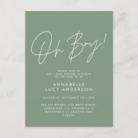 oh boy Baby shower script green elegant