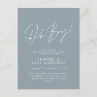 oh boy Baby shower script modern blue elegant