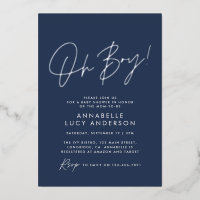 oh Boy baby shower script navy baby blue elegant