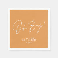 oh boy Baby shower script orange elegant 