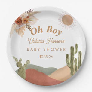 Oh Boy Baby Shower Southwestern Arizona Desert Paper Plate