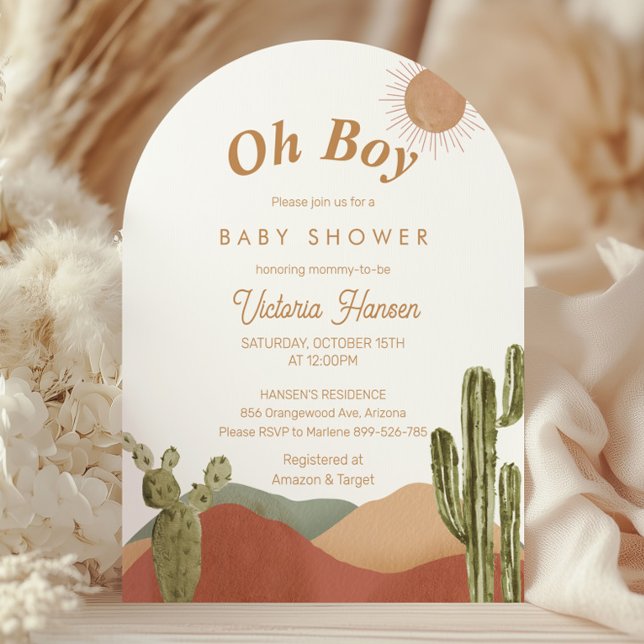 Oh Boy Baby Shower Southwestern Boho Desert Invitation (Creator Uploaded)