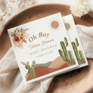 Oh Boy Baby Shower Southwestern Cactus Desert Napkin