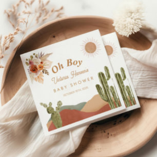 Oh Boy Baby Shower Southwestern Cactus Desert Napkin