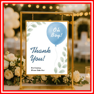 Oh Boy Baby Shower Thank You Sign