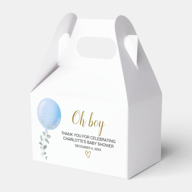 Oh Boy Baby Shower with Balloons Favour Box (Front Side)