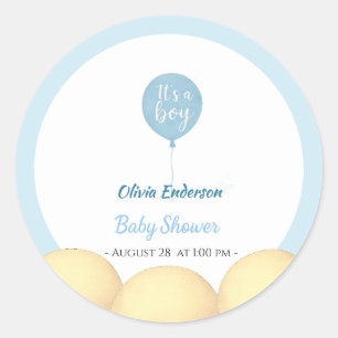 Oh boy! Balloon baby is due Classic Round Sticker