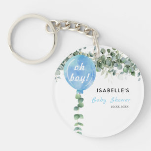 Oh Boy balloon greenery eucalyptus baby shower Key Ring