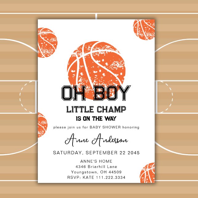 Oh Boy Basketball Game Sport Baby Shower Party  Invitation (Creator Uploaded)