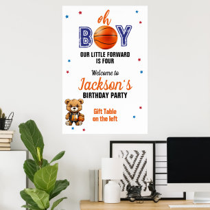 Oh Boy Basketball Theme Birthday Poster
