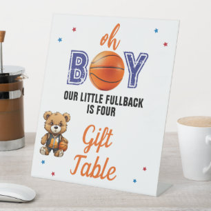 Oh Boy Basketball Theme Pedestal Sign