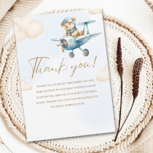 Oh Boy, Bear Baby shower boy Thank You Card