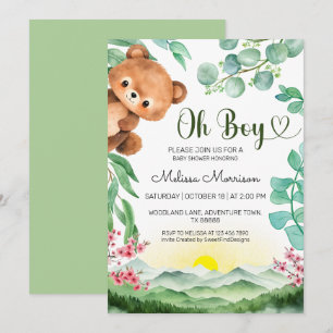 Oh Boy Bear Summer Baby Shower Invitation