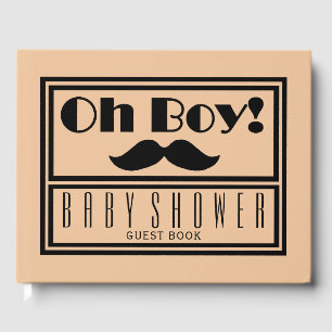 Oh Boy Black Moustache Baby Shower Guest Book