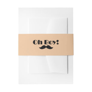 Oh Boy Black Moustache Baby Shower Invitation Belly Band