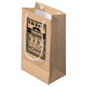 Oh Boy Black Moustache Baby Shower Small Gift Bag