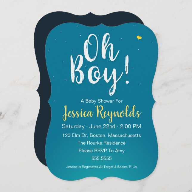 Oh Boy! – Blue Baby Boy Shower Invitation (Front/Back)