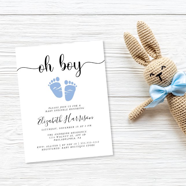Oh Boy Blue Baby Sprinkle Invitation Postcard (Creator Uploaded)