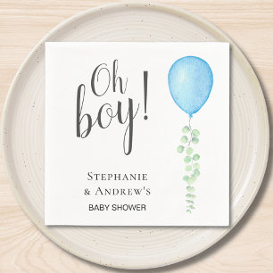 Oh Boy Blue Balloon Couple's Baby Shower  Napkin