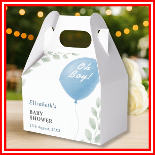 Oh Boy Blue Balloon Eucalyptus Baby Shower Favour Box