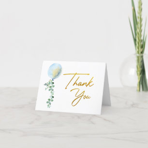 Oh Boy Blue Balloon Eucalyptus greenery thank you  Card