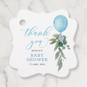 Oh Boy Blue Balloon Greenery Baby Shower Favour Tags