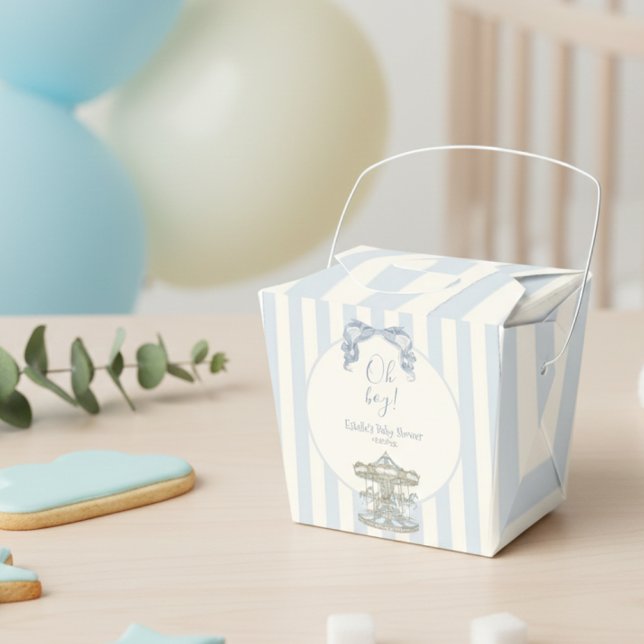 Oh Boy Blue Bow Carousel horse Circus Baby Shower Favour Box (Creator Uploaded)