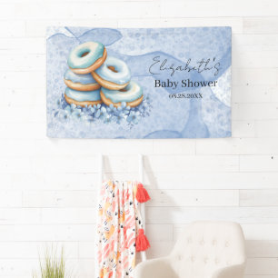 Oh Boy Blue Doughnuts Baby Shower Banner
