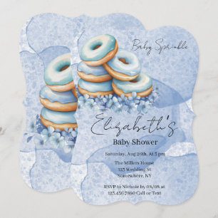 Oh Boy Blue Doughnuts Baby Shower  Invitation