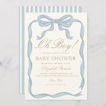 Oh boy Blue Ribbon Cute Elegant Baby Shower  Invitation<br><div class="desc">Oh boy Blue Ribbon Cute Elegant Baby Shower</div>