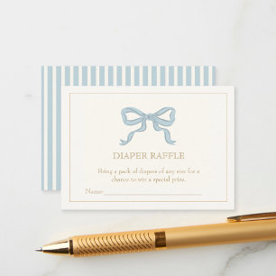 Oh boy Blue Ribbon Cute Elegant Diaper raffle Enclosure Card